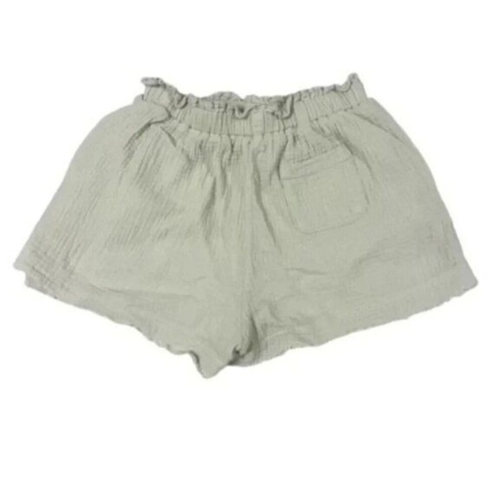 New In Cream Gauze Paperbag Waist Shorts Cotton Blend Frayed Hem Large